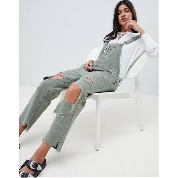 One Teaspoon Free People Hooligan Distressed Overalls, sz 27 - Picture 6 of 10